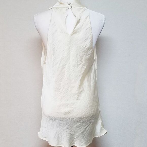 Adiva Pearl Sleeveless Keyhole Cream LeChute Satin Cowl Neck Mini Dress - Picture 5 of 8